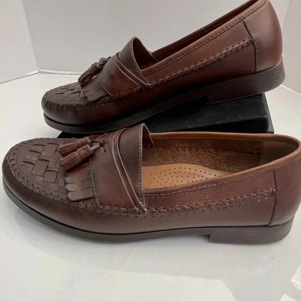 Giorgio Brutini Woven Tassel Loafers Shock Absorbent Brown 9.5M